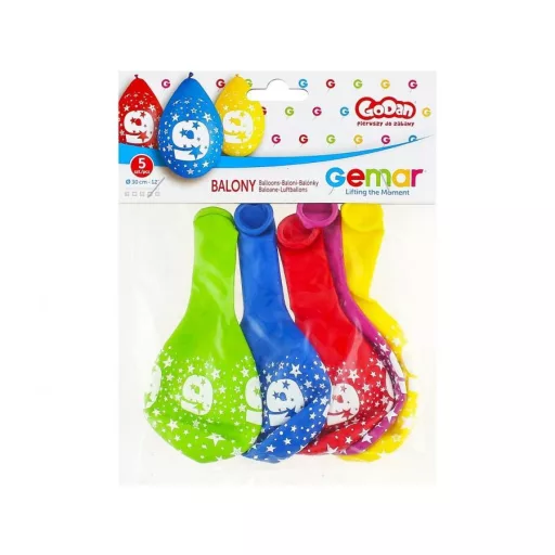 Happy Birthday 9 Star függő léggömb, lufi 5 db-os 12 inch (30 cm)