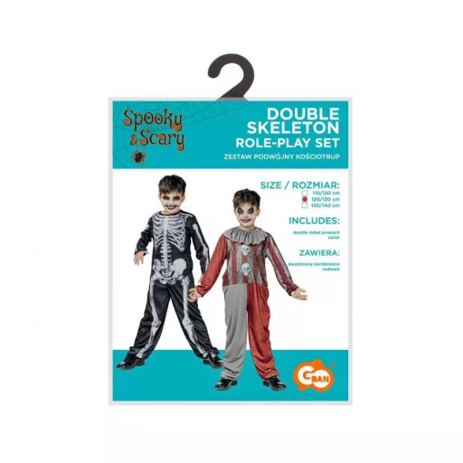 Csontváz és Bohóc Skeleton kifordítható jelmez 130/140 cm
