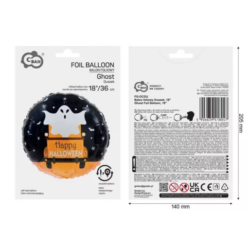 Halloween Ghost fólia lufi 46 cm