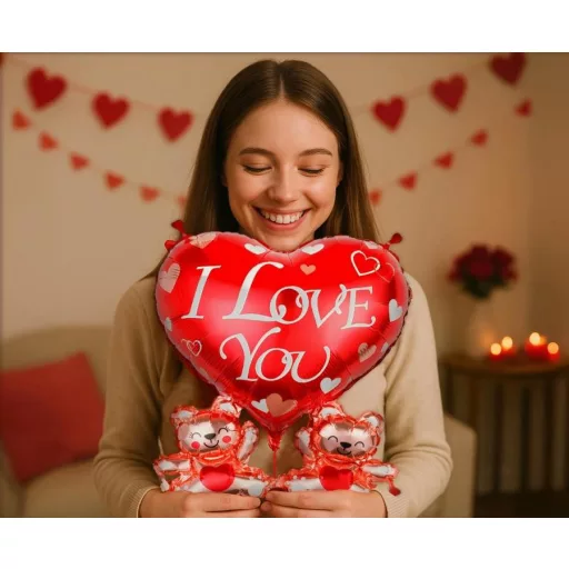 Szerelem Teddy Bears fólia lufi 48 cm