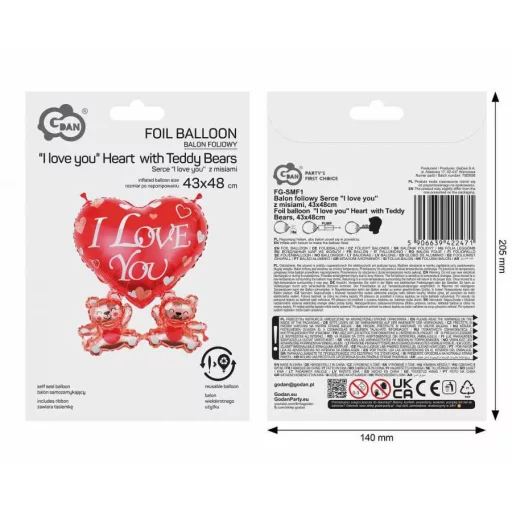 Szerelem Teddy Bears fólia lufi 48 cm
