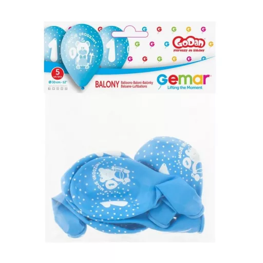 Első születésnap My 1st Birthday léggömb, lufi 5 db-os 12 inch (30 cm)