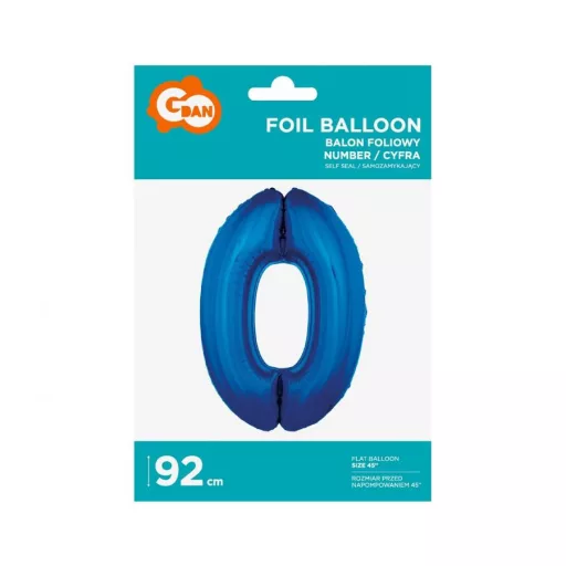 Kék 0-ás B&C Blue szám fólia lufi 92 cm