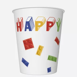 Happy Birthday Building Blocks papír pohár 8 db-os 250 ml