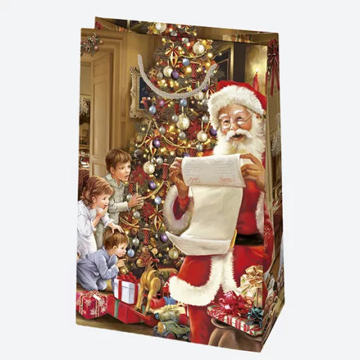 Karácsonyi Wishes papír ajándéktasak, ajándékzacskó 16x24x7 cm