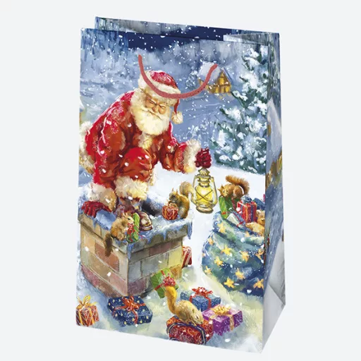 Karácsonyi Wishes papír ajándéktasak, ajándékzacskó 16x24x7 cm