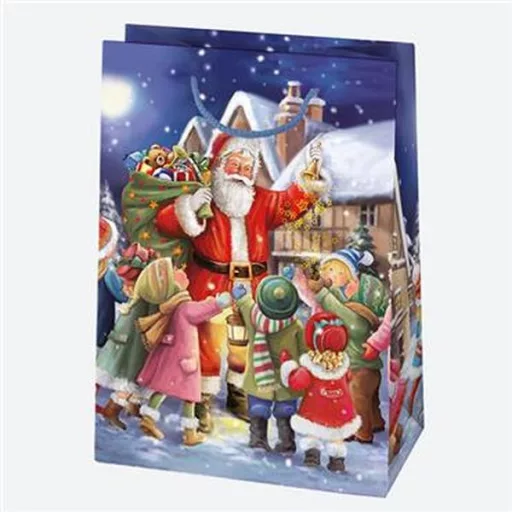 Karácsonyi Toyland papír ajándéktasak, ajándékzacskó 23x32x11 cm