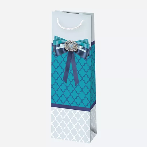 Színes Bow papír italtáska 10,5x33x8,5 cm