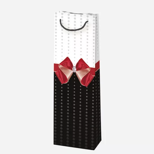 Színes Bow papír italtáska 10,5x33x8,5 cm