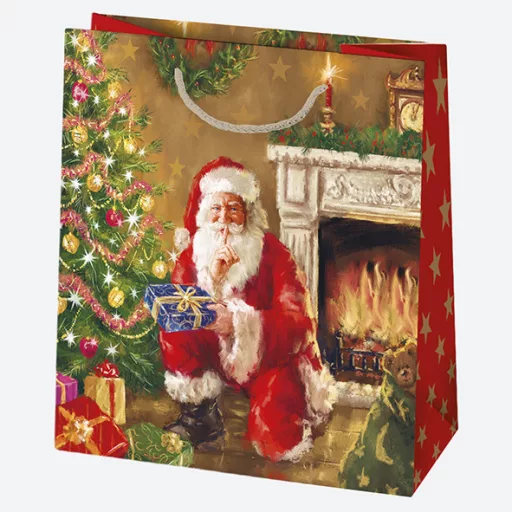 Karácsonyi Gift Giving papír ajándéktasak, ajándékzacskó 15,5x15,5x8 cm