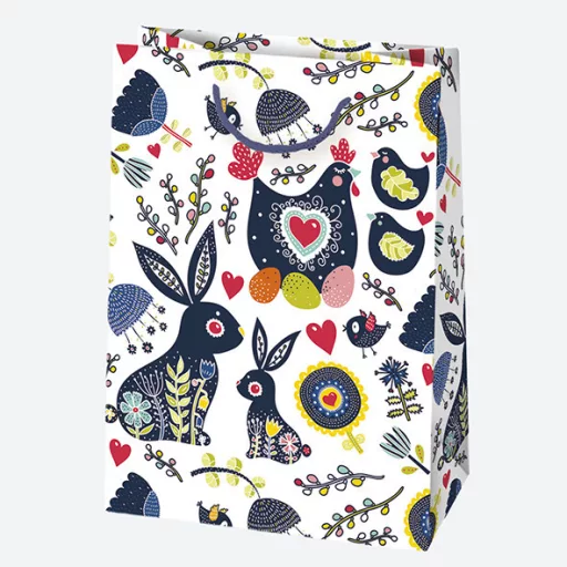 Húsvét Bunnies papír ajándéktasak, ajándékzacskó 23x32x11 cm
