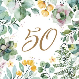 Happy Birthday 50 Floral Frame szalvéta 20 db-os 33x33 cm