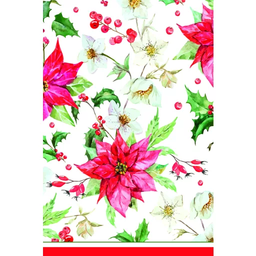 Karácsonyi Poinsettia papír asztalterítő 120x180 cm