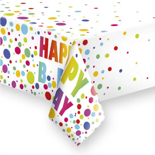 Happy Birthday Dots papír asztalterítő 120x180 cm