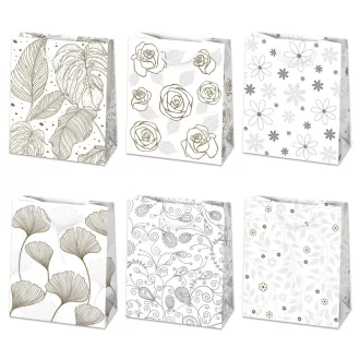   Mintás White papír ajándéktasak, ajándékzacskó 19x23x10,5 cm