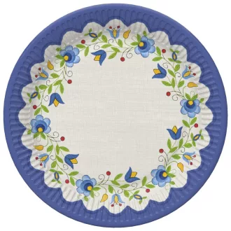 Hímzés Folk papírtányér 8 db-os 22,7 cm