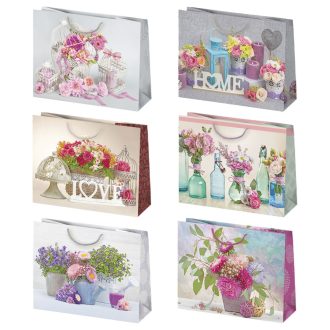   Virág Home papír ajándéktasak, ajándékzacskó 30x23x10 cm