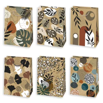   Mintás Natural papír ajándéktasak, ajándékzacskó 23x32x11 cm