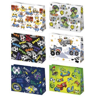   Fiús Playtime papír ajándéktasak, ajándékzacskó 30x23x10 cm