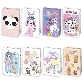   Állatos Good Day papír ajándéktasak, ajándékzacskó 16x24x7 cm