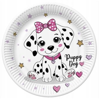 Állatos Charming Puppy papírtányér 8 db-os 22,7 cm