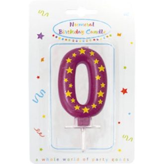 Színes Stars tortagyertya, számgyertya 0-ás