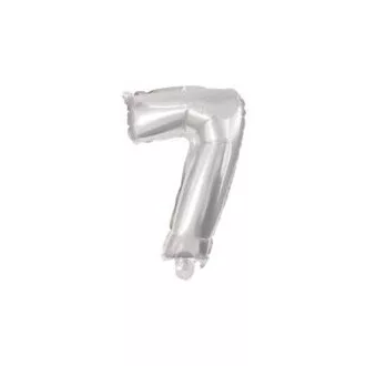 Ezüst Silver 7-es szám fólia lufi 10 cm