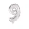 Ezüst Silver 9-es szám fólia lufi 10 cm