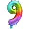Színes Multicolour Metallic mini 9-es szám fólia lufi 36 cm