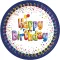 Happy Birthday Multicolor papírtányér 8 db-os 20 cm FSC