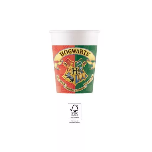 Harry Potter Hogwarts Houses papír pohár 8 db-os 200 ml FSC