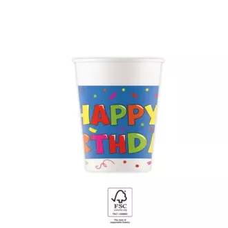 Happy Birthday Kokliko papír pohár 8 db-os 200 ml FSC