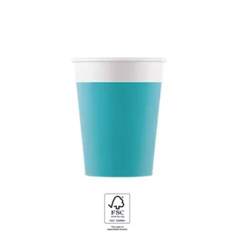 Unicolour Tirquoise, Kék papír pohár 8 db-os 200 ml FSC