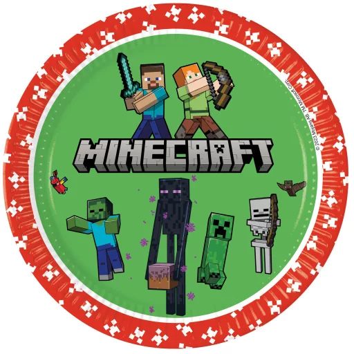 Minecraft Green papírtányér 8 db-os 23 cm FSC