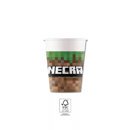 Minecraft Green papír pohár 8 db-os 200 ml FSC