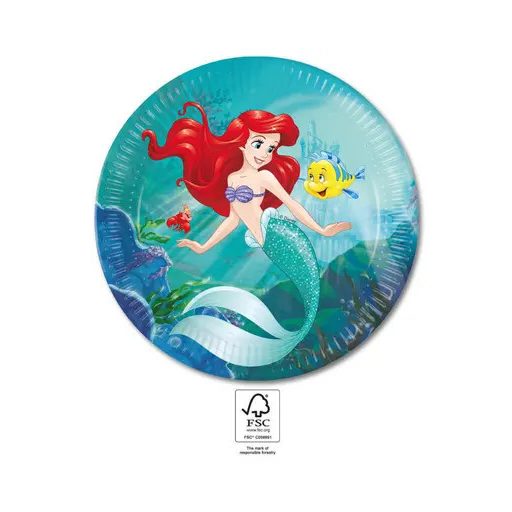 Disney Hercegnők Ariel Curious papírtányér 8 db-os 23 cm FSC