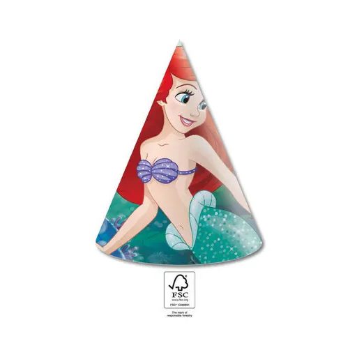 Disney Hercegnők, Ariel Curious Parti kalap, csákó 6 db-os FSC