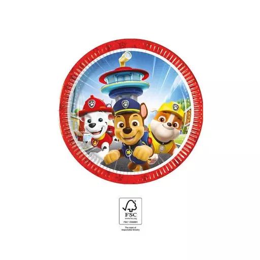 Mancs Őrjárat Rescue Heroes papírtányér 8 db-os 20 cm FSC