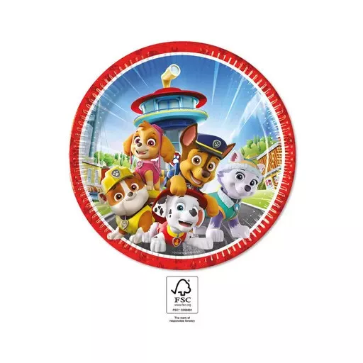 Mancs Őrjárat Rescue Heroes papírtányér 8 db-os 23 cm FSC
