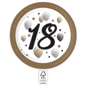 Happy Birthday 18 Milestone papírtányér 8 db-os 23 cm FSC