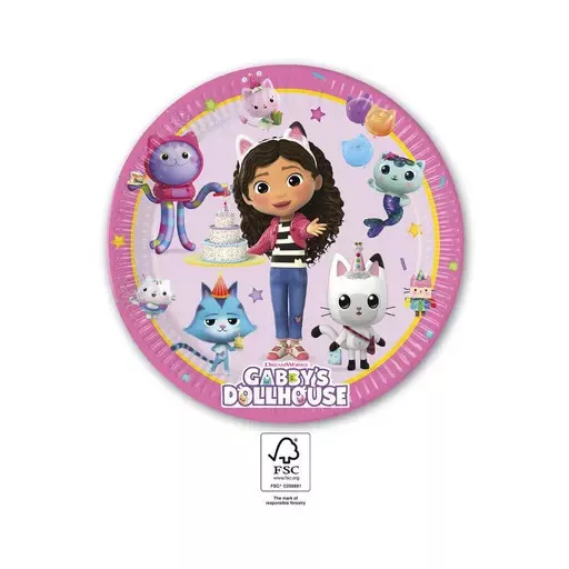 Gabi babaháza Friends papírtányér 8 db-os 23 cm FSC