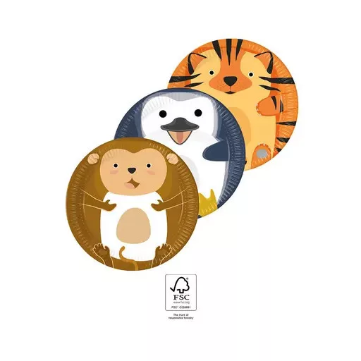 Állatos Zoo papírtányér 8 db-os 23 cm FSC