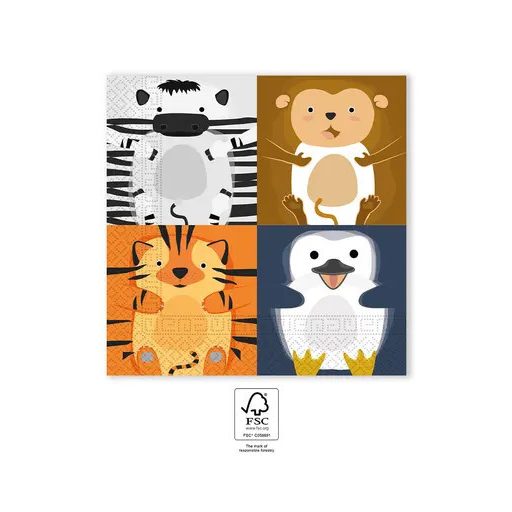 Állatos Zoo szalvéta 20 db-os 33x33 cm FSC