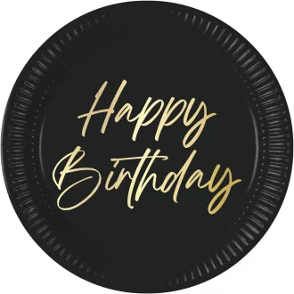 Happy Birthday Elegant papírtányér 8 db-os 23 cm FSC