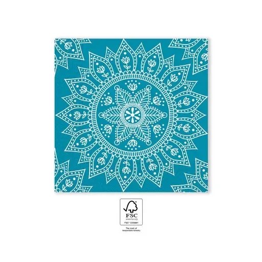 Mandala Petrol White szalvéta 20 db-os, 33x33 cm FSC