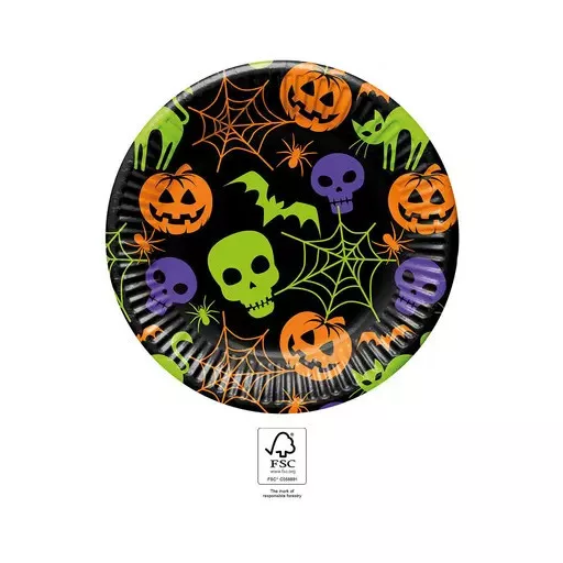 Halloween Happy papírtányér 8 db-os 23 cm FSC