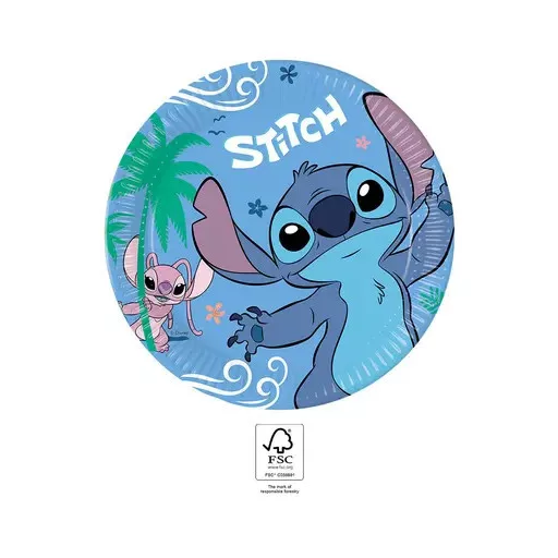 Disney Lilo és Stitch, A csillagkutya Angel papírtányér 8 db-os 23 cm FSC