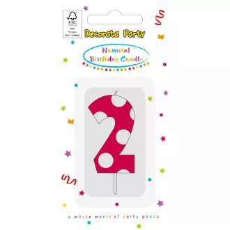 Színes Pink Pattern 2-es tortagyertya, számgyertya