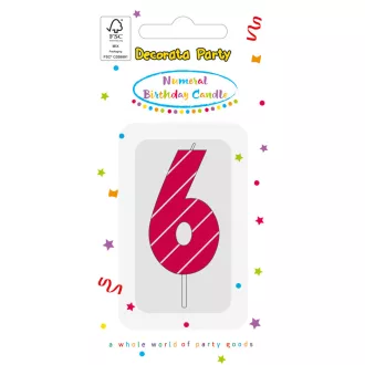 Színes Pink Pattern 6-os tortagyertya, számgyertya