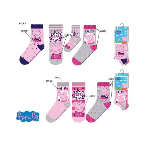 Peppa malac Sparkle Steps gyerek zokni  23-34